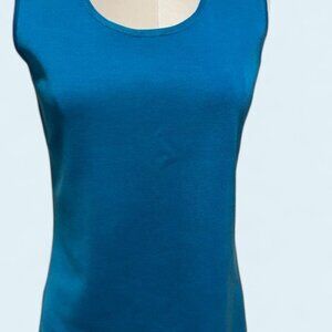 MING WANG NWOT Scoop Neck Teal Blue Knit Tank Top. Size S